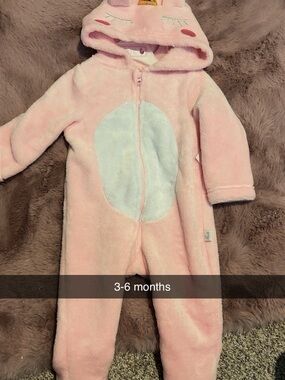 Pink Plush Baby One-Piece with Hood